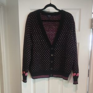 Preowned Torrid Sz 0 Heart Sleeve Cardigan Sweater Sweet *minor expected piling